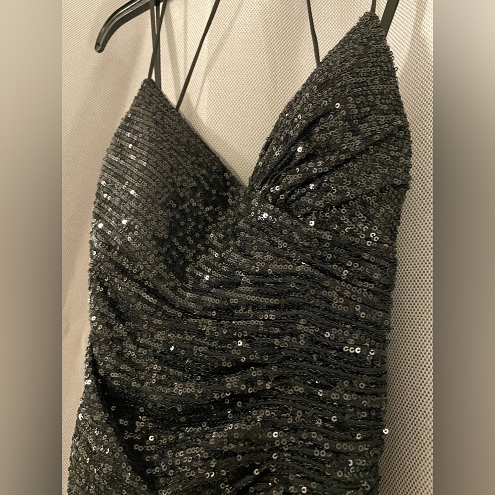 GB Social Black Asymmetrical Hem Sequin Mini dress - Picture 8 of 9